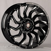 Диски Anzoo JT192-20 9.0x20/6x139.7 D110.1 ET0 Black+Milling Spoke+Rivet (конус)